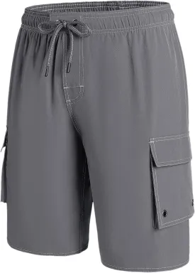 Mens Long Board Shorts Compression Liner 10 Inch Inseam Beachwear