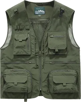 Men's Outdoor Fishing Work Safari Travel Photo Cargo Vest Outdoor Fishing Vest