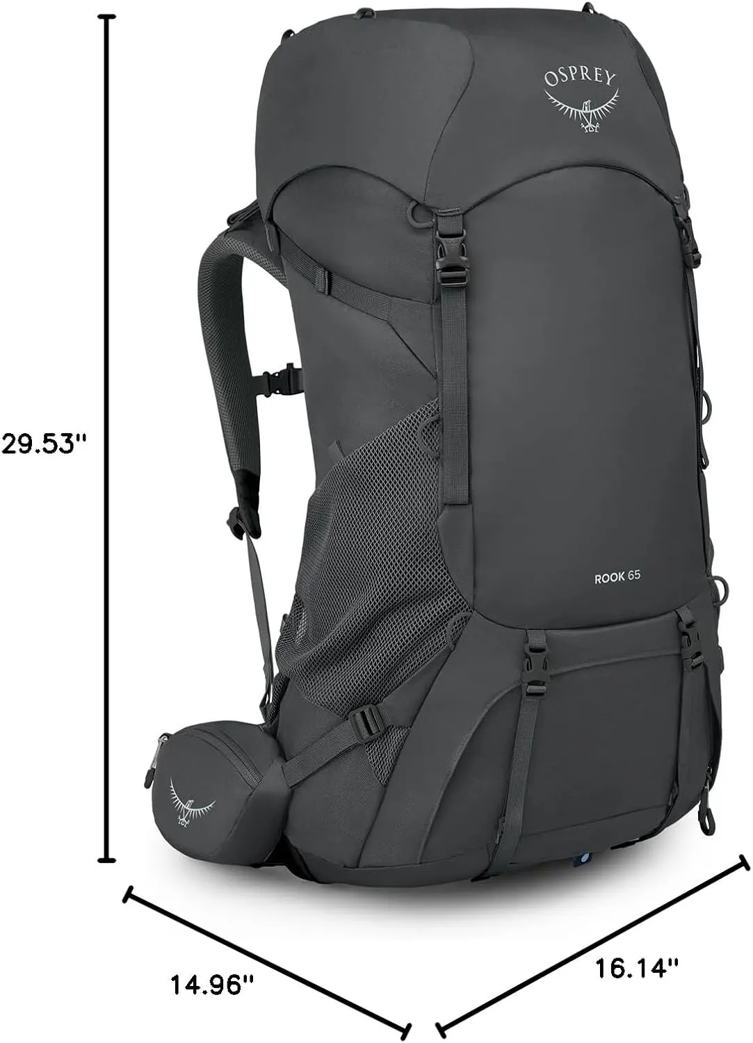 Osprey Rook 65L Men's Backpacking Backpack, Dark Charcoal/Silver Lining