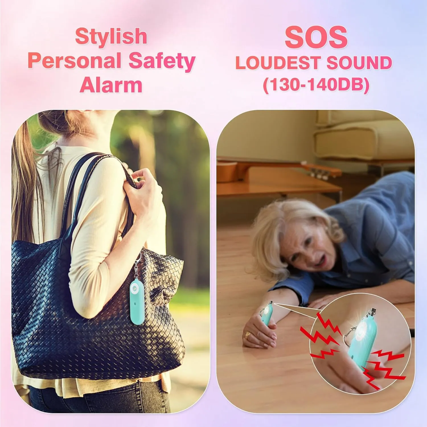 Personal Safety Alarm for Women - 130dB Self Defense Keychains Siren Whistle, Replaceable Battery with SOS LED Strobe Light - Emergency Security Safe Protection Devices for Kids Elderly