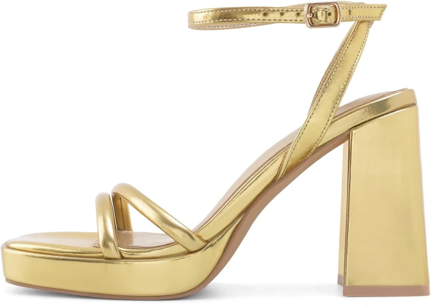 Platform Heels for Women Block Chunky Strappy Heels Square Toe Ankle Buckle Sandals
