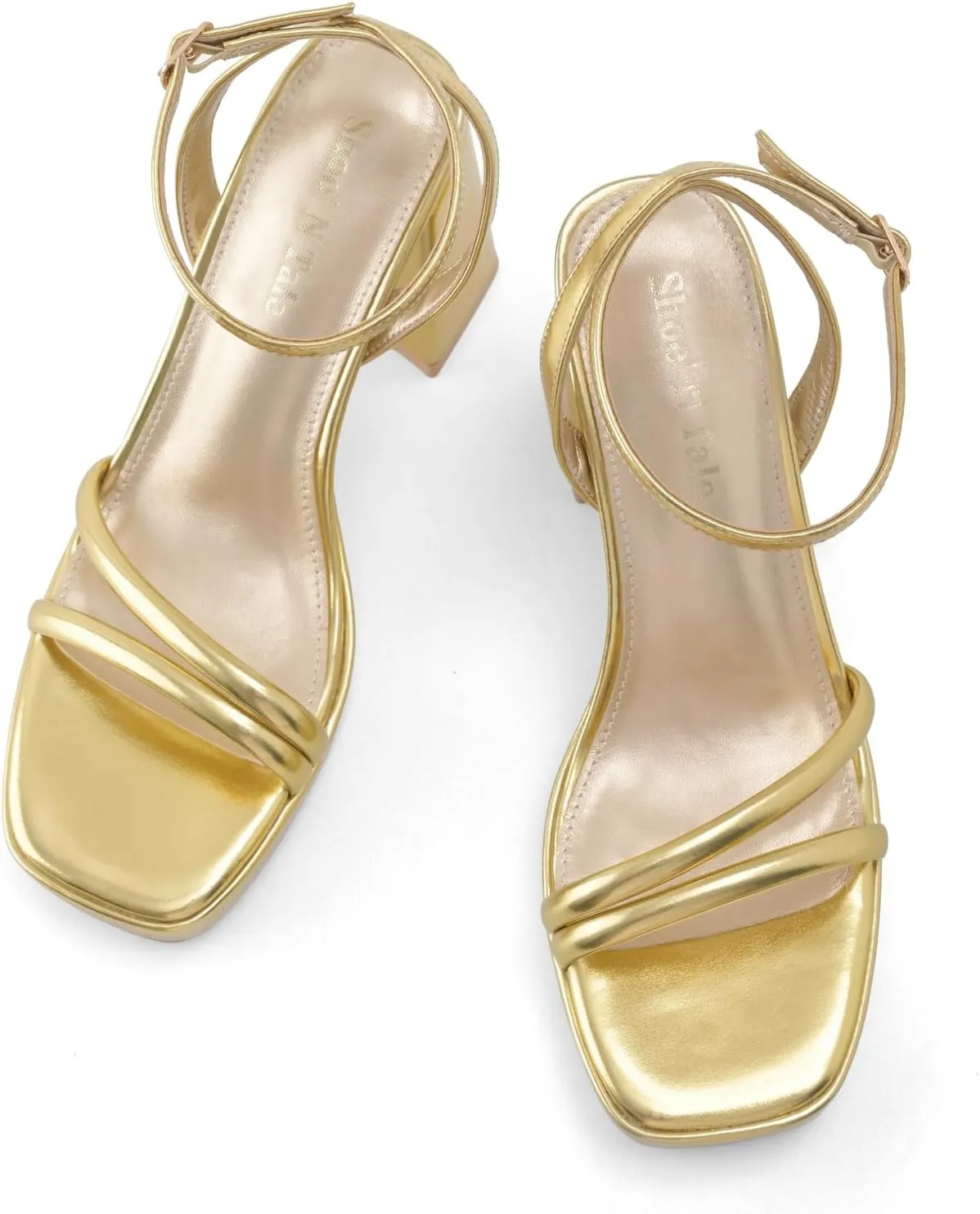 Platform Heels for Women Block Chunky Strappy Heels Square Toe Ankle Buckle Sandals