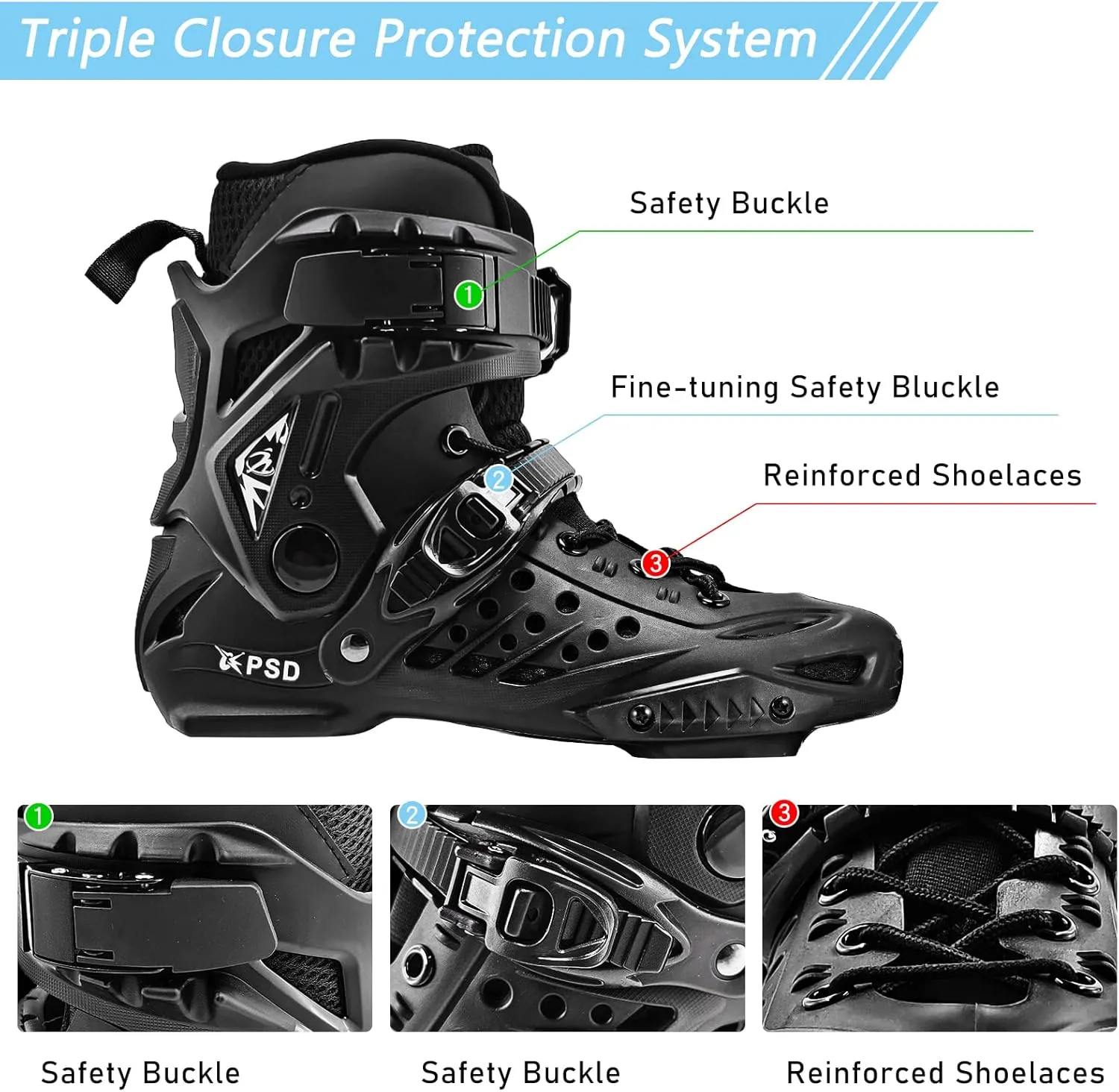 Professional 4X80Mm Wheels Inline Skates,Outdoor Fitness Single Row Skates for Adult Women Men,Removable and Washable Split Inner Boots, Black Adult Male.