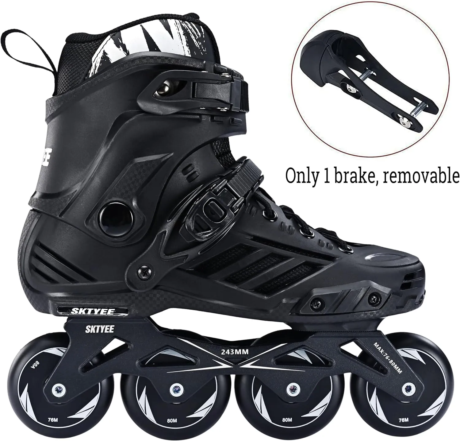 Professional Inline Skates for Women Men, High Performance Roller Skates Adult Male, Comfortable breathabl Speed Racing Skates with Washable Lining, Beginner, Black