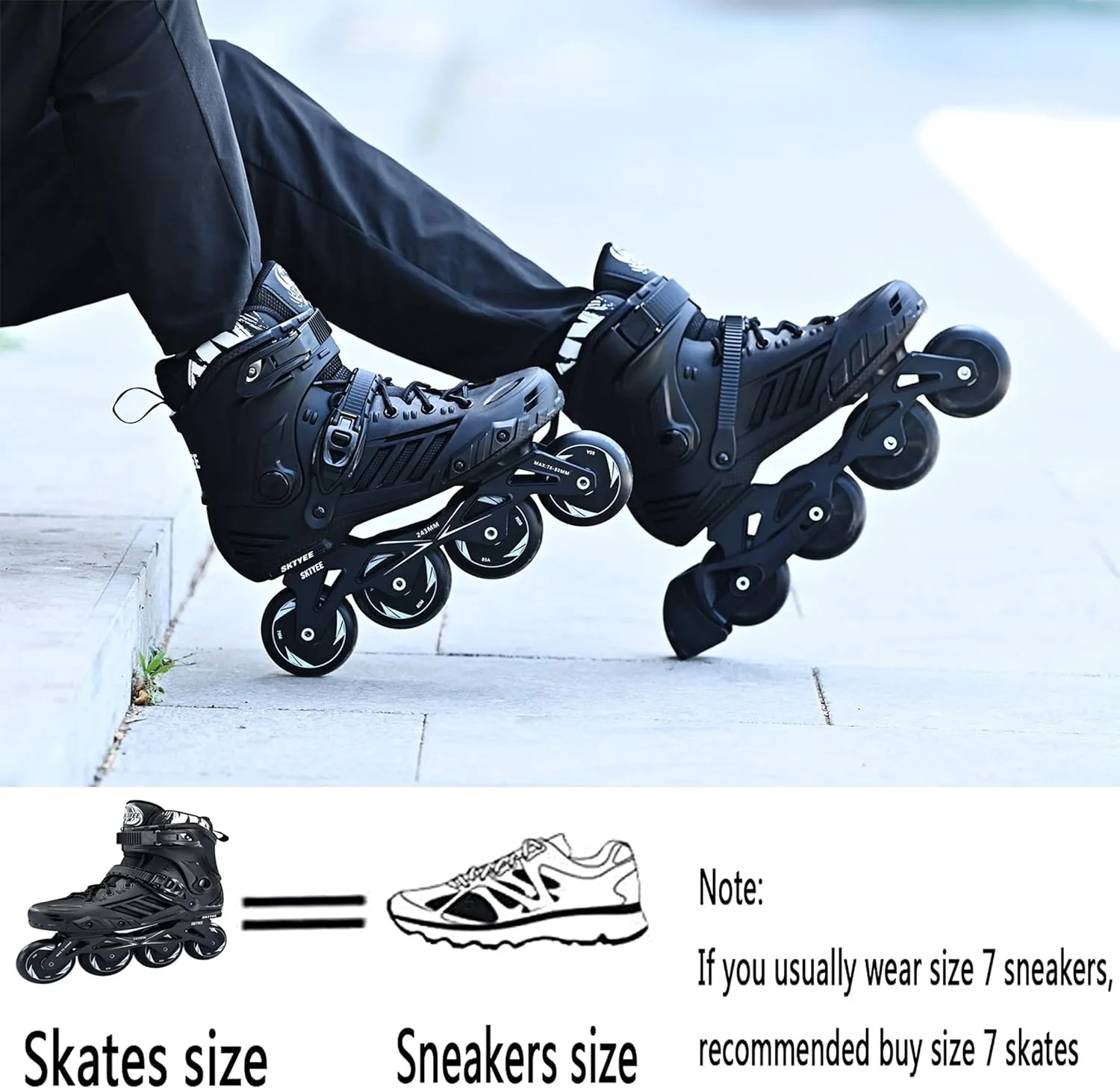 Professional Inline Skates for Women Men, High Performance Roller Skates Adult Male, Comfortable breathabl Speed Racing Skates with Washable Lining, Beginner, Black