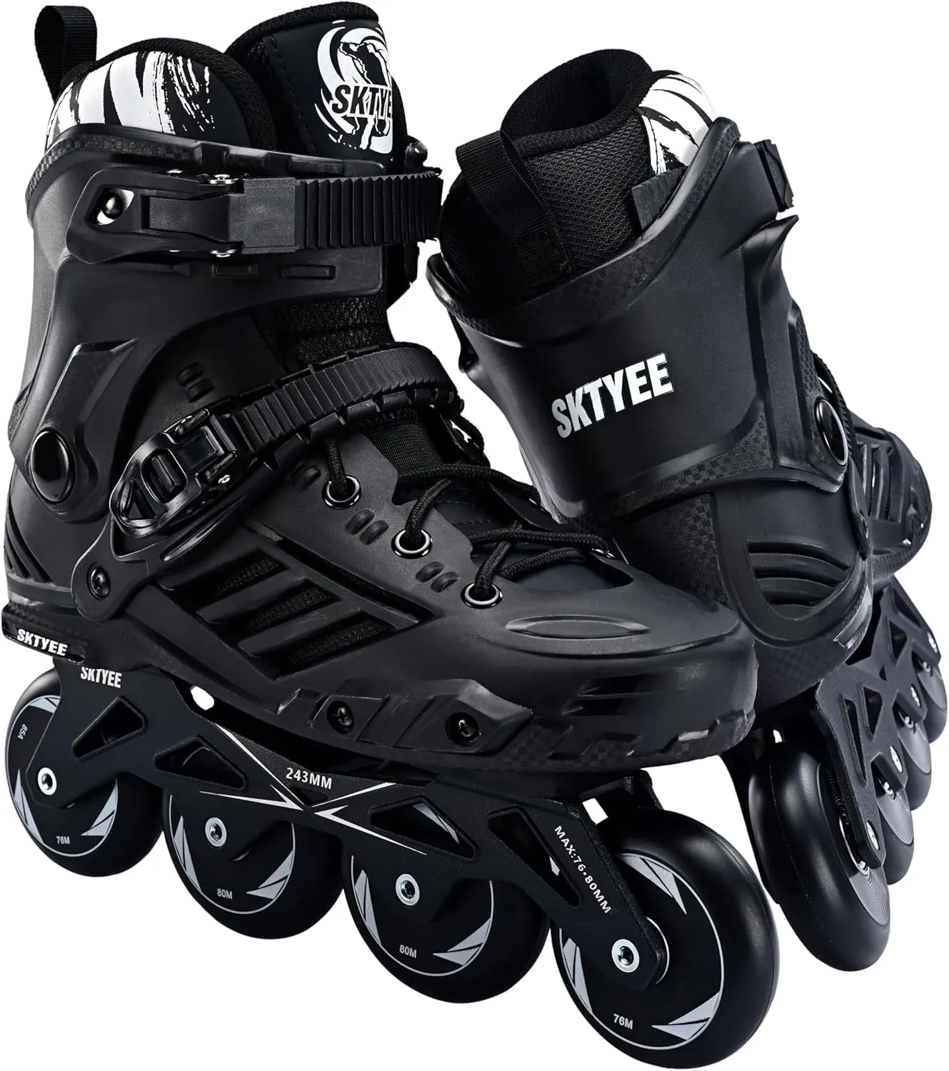 Professional Inline Skates for Women Men, High Performance Roller Skates Adult Male, Comfortable breathabl Speed Racing Skates with Washable Lining, Beginner, Black