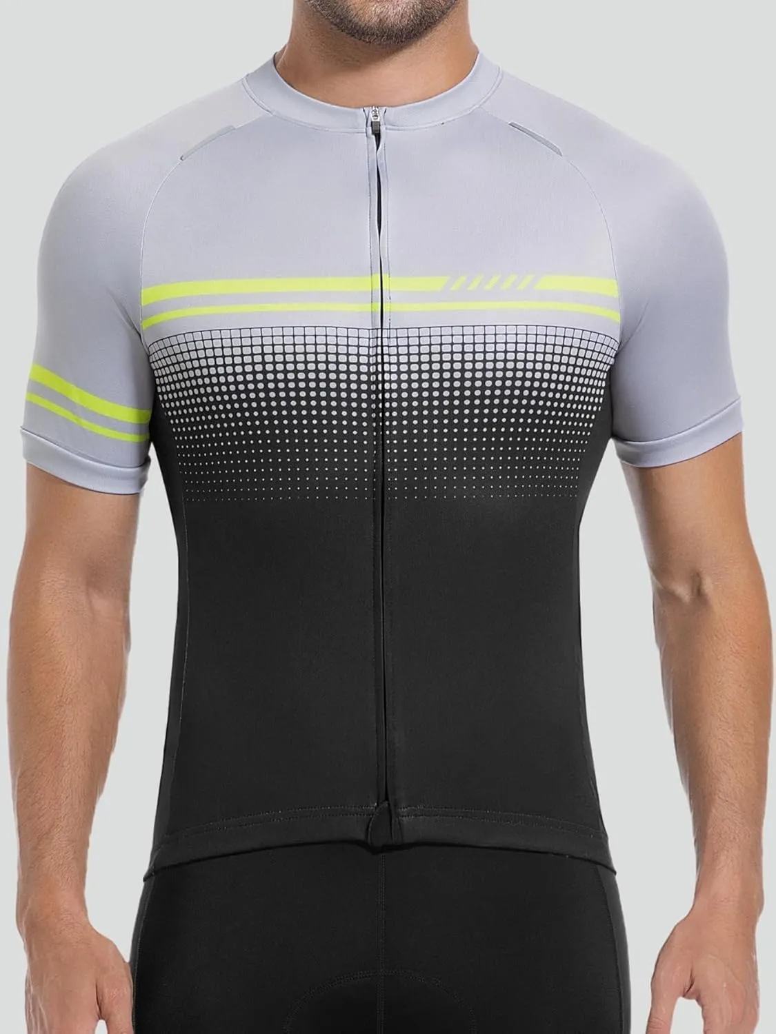 qualidyne Men's Cycling Jersey Short Sleeve Full Zip Biking Bike Shirts with 4 Pockets