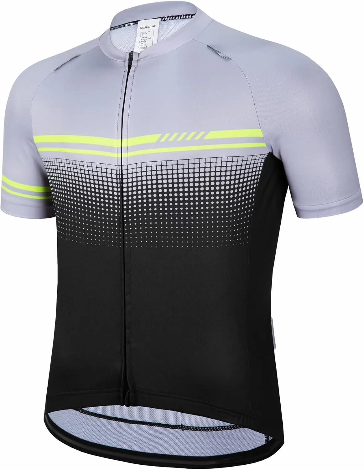 qualidyne Men's Cycling Jersey Short Sleeve Full Zip Biking Bike Shirts with 4 Pockets