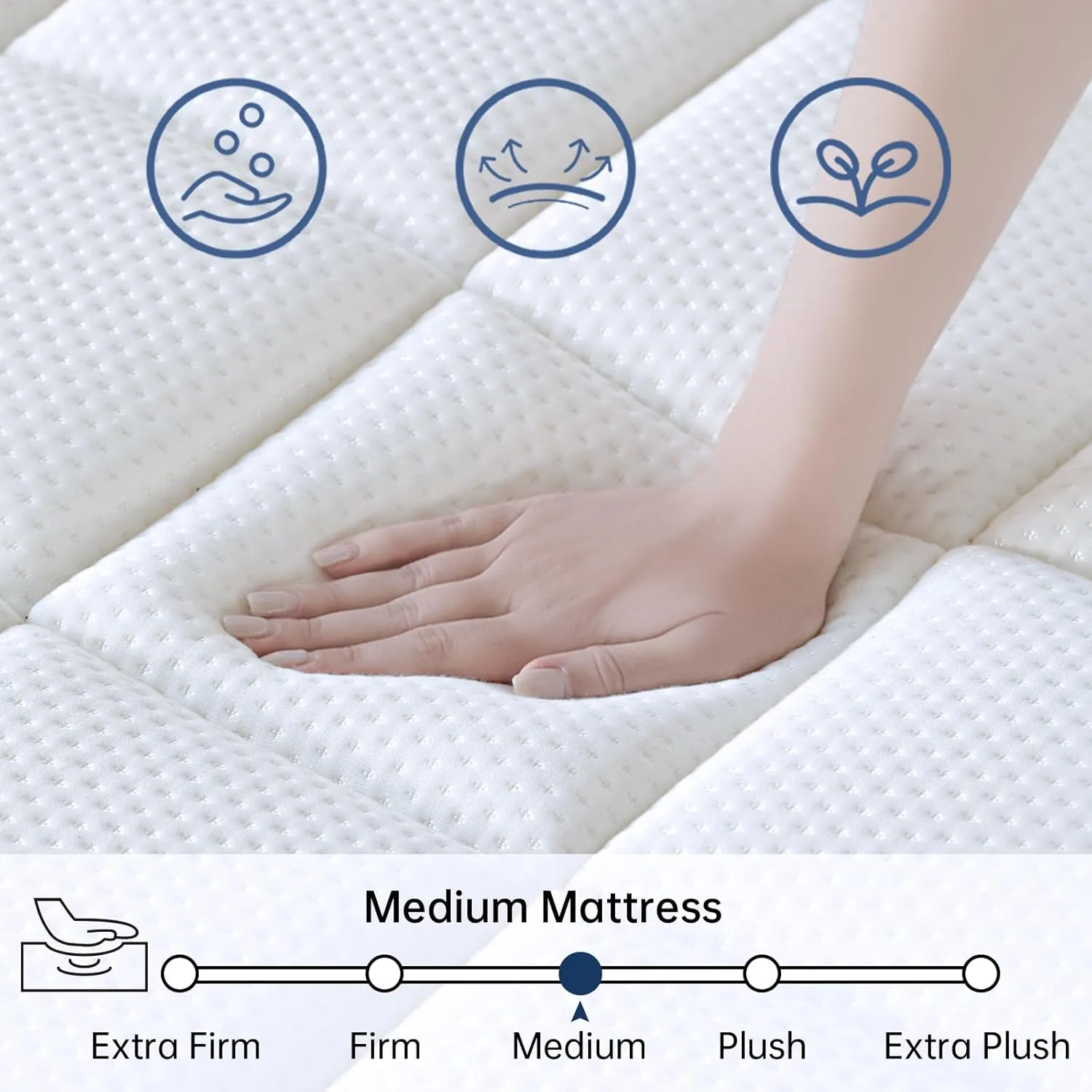 Queen Size Mattresses, 14 Inch Queen Mattress in a Box, Medium Firm Pocket Spring and Gel Memory Foam for Superior Comfort, Pressure Relief, Strong Edge Support