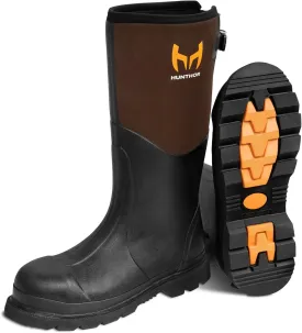 Rubber Work Boots, Puncture-Proof with Steel Toe & Shank, Waterproof Insulated 6mm Neoprene Hunting Boots for Farming, Construction, Gardening, Fishing, Outdoor Work (Size 6-14)