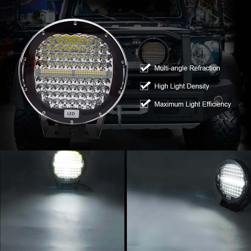 Safego Round Offroad Lights, 9inch 2Pcs 408W Spot Beam Driving Lights Bar Waterproof Compatible with Truck SUV ATV Tractor Boat