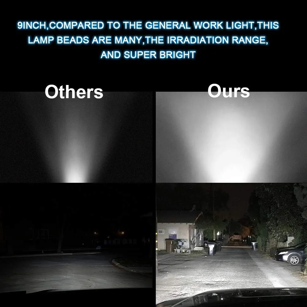Safego Round Offroad Lights, 9inch 2Pcs 408W Spot Beam Driving Lights Bar Waterproof Compatible with Truck SUV ATV Tractor Boat