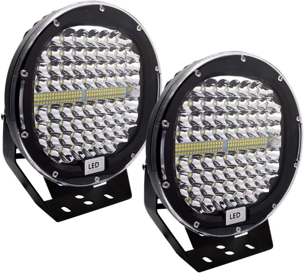 Safego Round Offroad Lights, 9inch 2Pcs 408W Spot Beam Driving Lights Bar Waterproof Compatible with Truck SUV ATV Tractor Boat