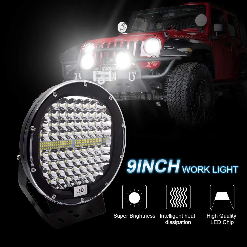 Safego Round Offroad Lights, 9inch 2Pcs 408W Spot Beam Driving Lights Bar Waterproof Compatible with Truck SUV ATV Tractor Boat