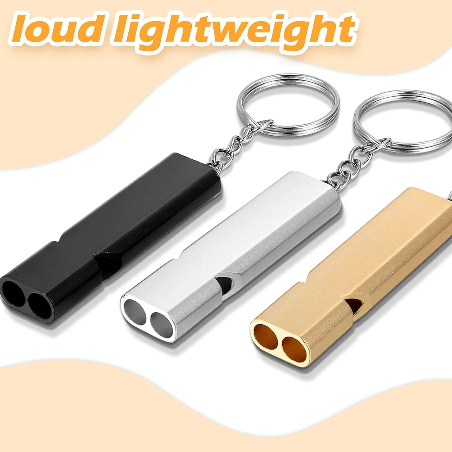 Safety Whistle Whistles with Lanyard Aluminum Keychain Whistle Safety Hiking Whistle Double-Tube Survival Whistles Loud Camping Whistle Whistle for Outdoor Hiking Hunting Fishing Boating