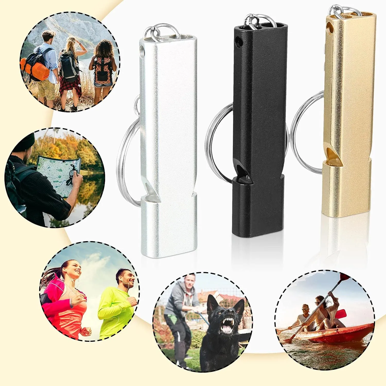Safety Whistle Whistles with Lanyard Aluminum Keychain Whistle Safety Hiking Whistle Double-Tube Survival Whistles Loud Camping Whistle Whistle for Outdoor Hiking Hunting Fishing Boating