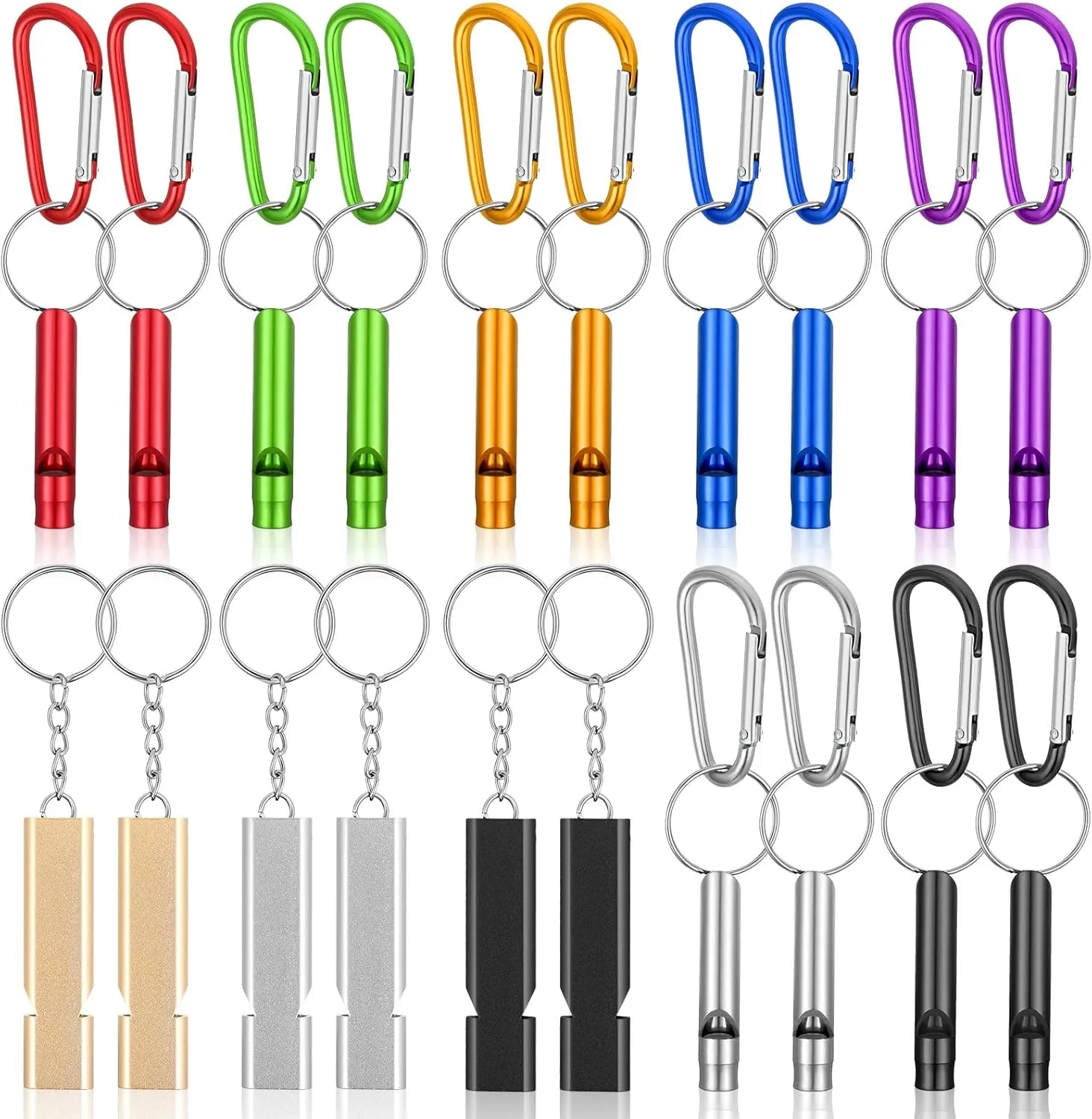 Safety Whistle Whistles with Lanyard Aluminum Keychain Whistle Safety Hiking Whistle Double-Tube Survival Whistles Loud Camping Whistle Whistle for Outdoor Hiking Hunting Fishing Boating