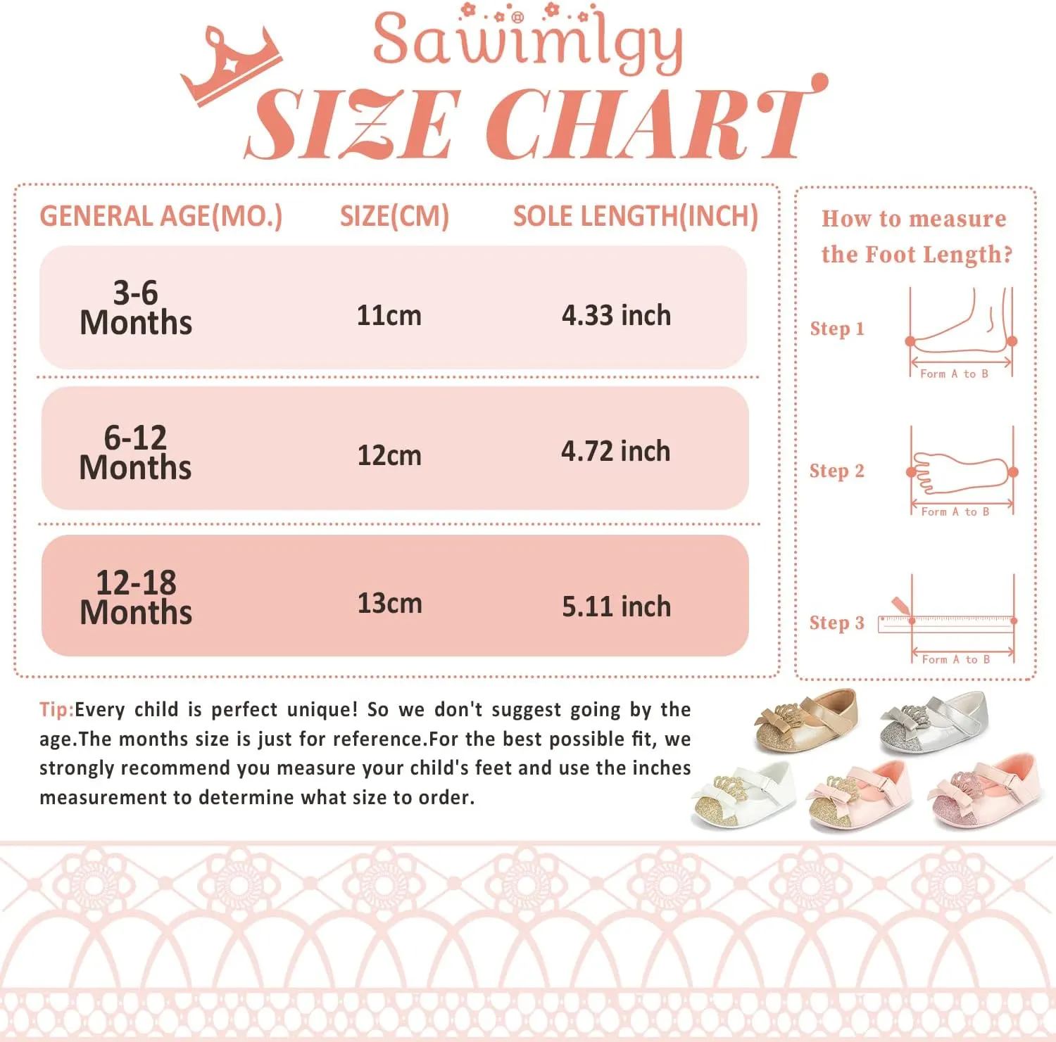 Sawimlgy Baby Girls Mary Jane Sequins Crown Flats PU Leather Wedding Party Princess Ballet Shoe Infant Rubber Sole Prewalker Toddler First Crib Shoes