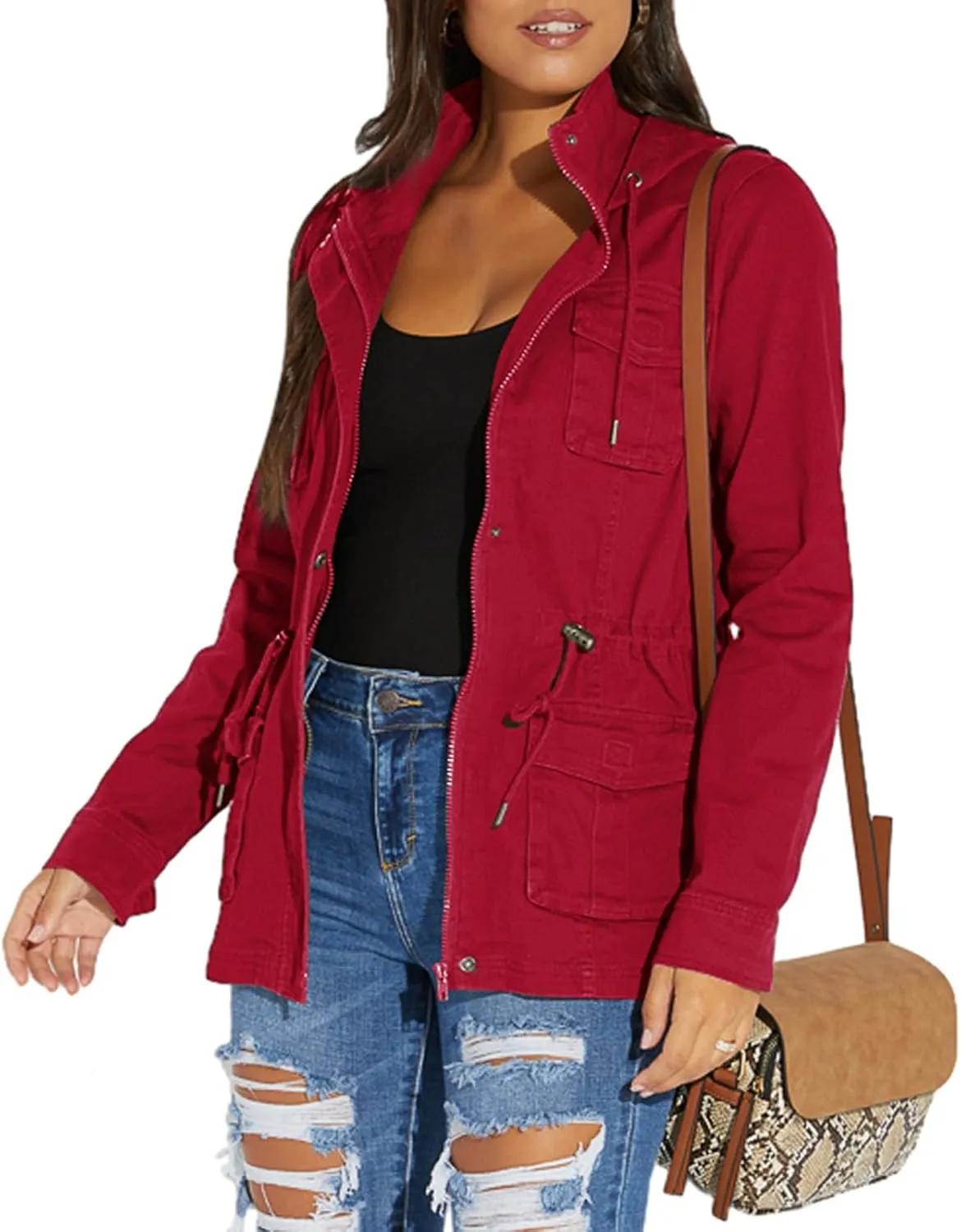 sexycherry Casual Jackets for Women Long Sleeve Lightweight Outwear Bomber Coats with Pockets