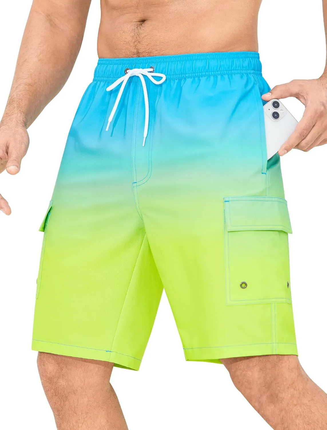 SILKWORLD Men's 9" Swim Trunks Quick Dry Mens Bathing Suit Mesh Lining Board Shorts with Pockets
