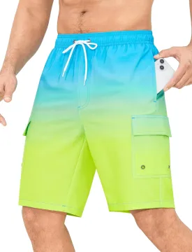 SILKWORLD Men's 9" Swim Trunks Quick Dry Mens Bathing Suit Mesh Lining Board Shorts with Pockets