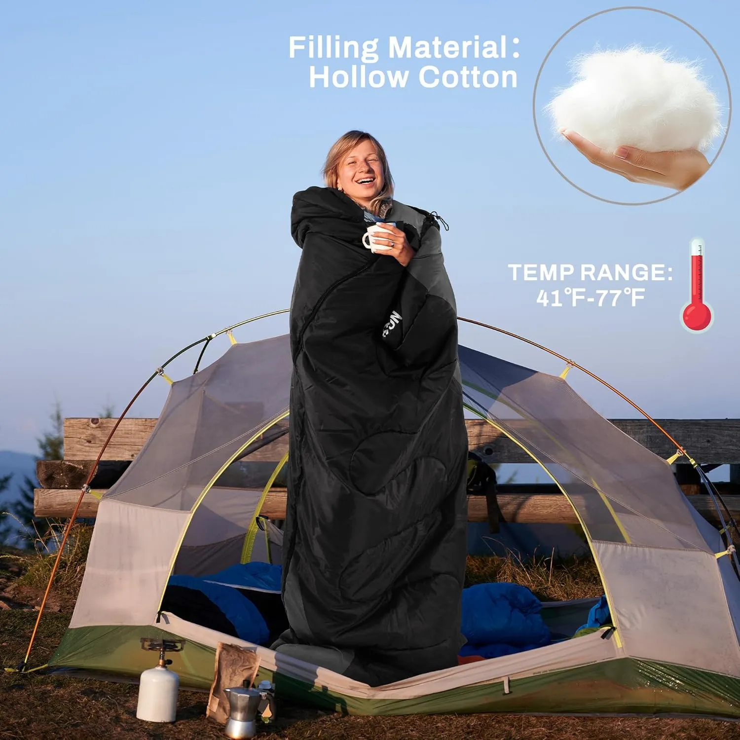 Sleeping Bag for Adults Teens Kids Cold Warm Weather, Portable Waterproof & Lightweight, Compact with Compression Sack, for 3-4 Seasons Camping, Backpacking, Hiking, Travel, Indoors Outdoors