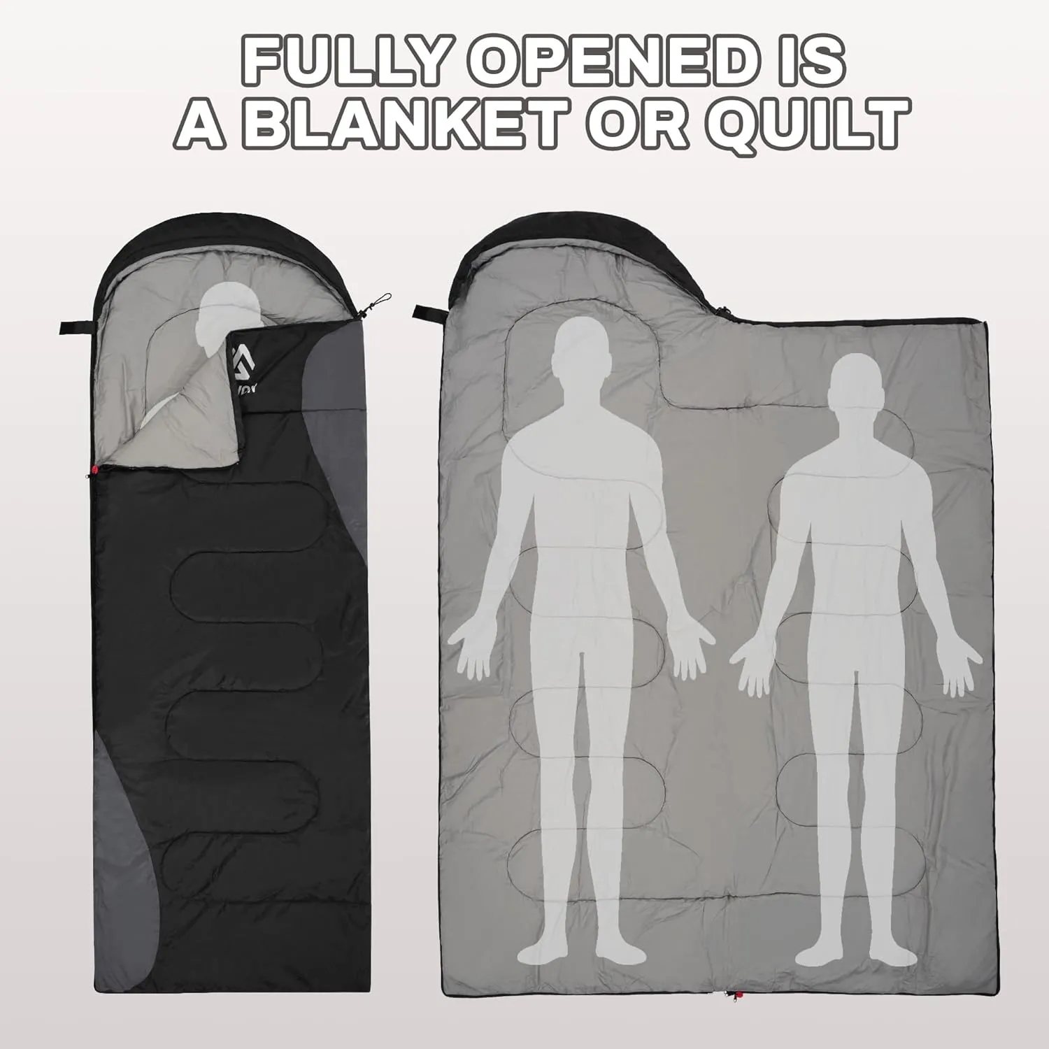 Sleeping Bag for Adults Teens Kids Cold Warm Weather, Portable Waterproof & Lightweight, Compact with Compression Sack, for 3-4 Seasons Camping, Backpacking, Hiking, Travel, Indoors Outdoors