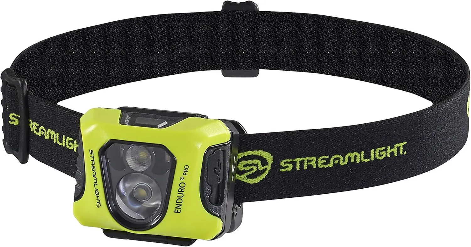 Streamlight 61435 Enduro Pro 200-Lumen USB Rechargeable LED Headlamp with Elastic Head Strap, and USB Cable, Yellow