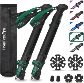 TheFitLife Collapsible Trekking Poles for Hiking  Lightweight Folding Walking Sticks for Men and Women with Extra-Long Foam Handle and Metal Flip Lock