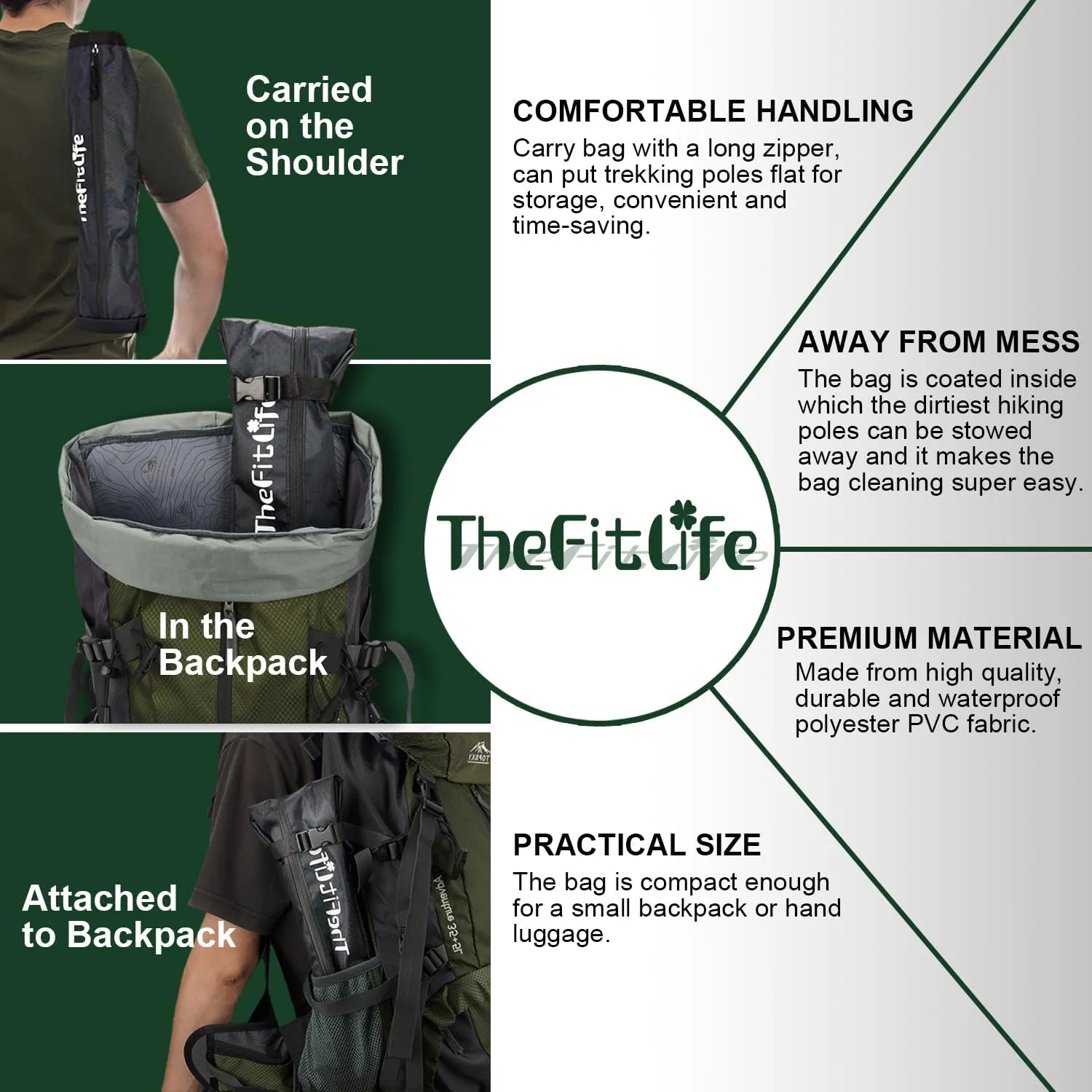 TheFitLife Collapsible Trekking Poles for Hiking  Lightweight Folding Walking Sticks for Men and Women with Extra-Long Foam Handle and Metal Flip Lock