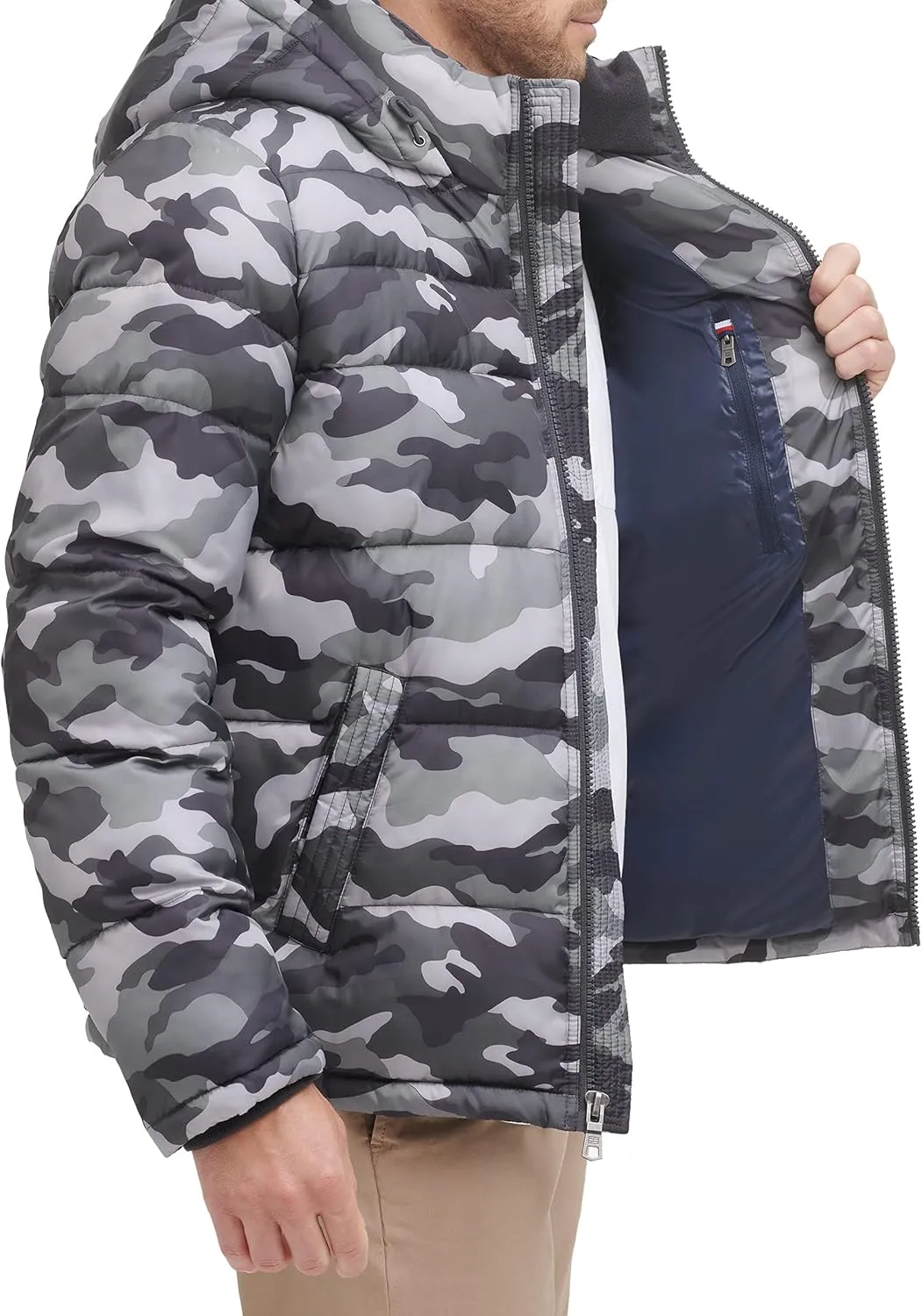 Tommy Hilfiger Men's Down Alternative Hooded Puffer Jacket (Standard and Big & Tall)
