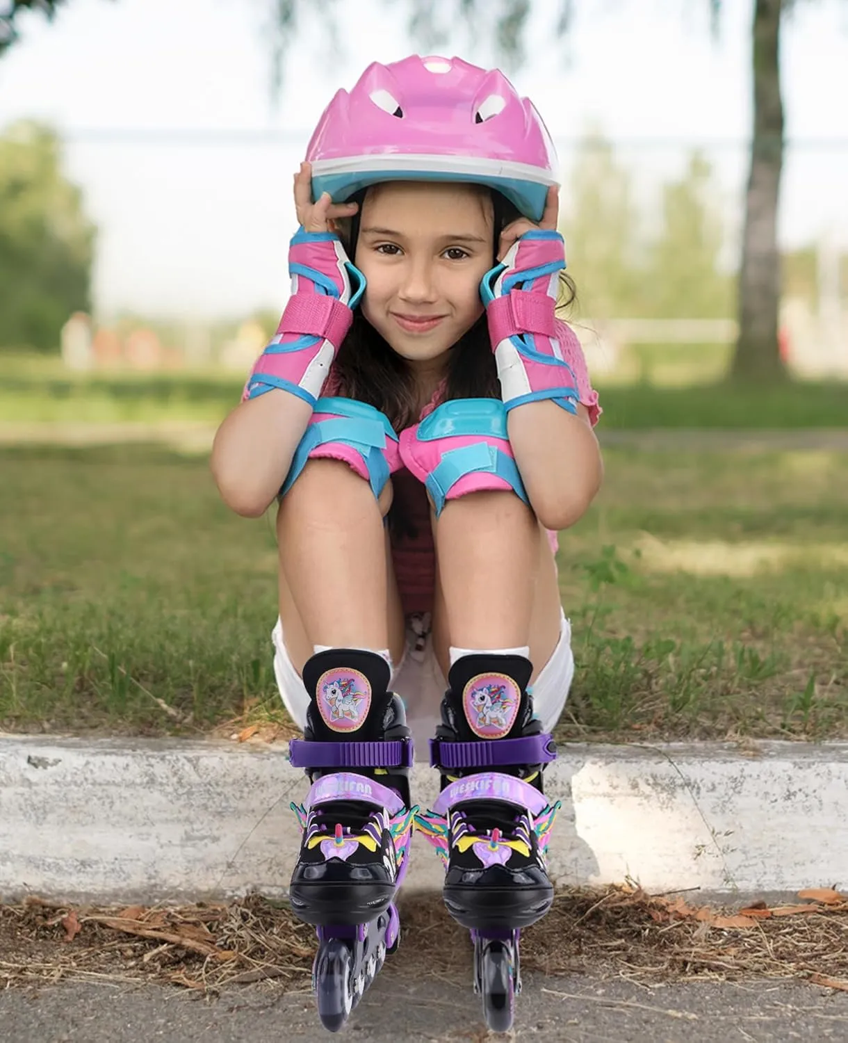 Unicorn Kids Inline Skates for Girls Women,WESKIFAN Rainbow Blades Skates with Shiny Light up Wheels&Adjustable Ages 6-8-12 Year Old, Roller Skates for Birthday Xmas Gifts Toys, Patines para Nias