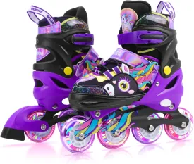 Unicorn Kids Inline Skates for Girls Women,WESKIFAN Rainbow Blades Skates with Shiny Light up Wheels&Adjustable Ages 6-8-12 Year Old, Roller Skates for Birthday Xmas Gifts Toys, Patines para Nias