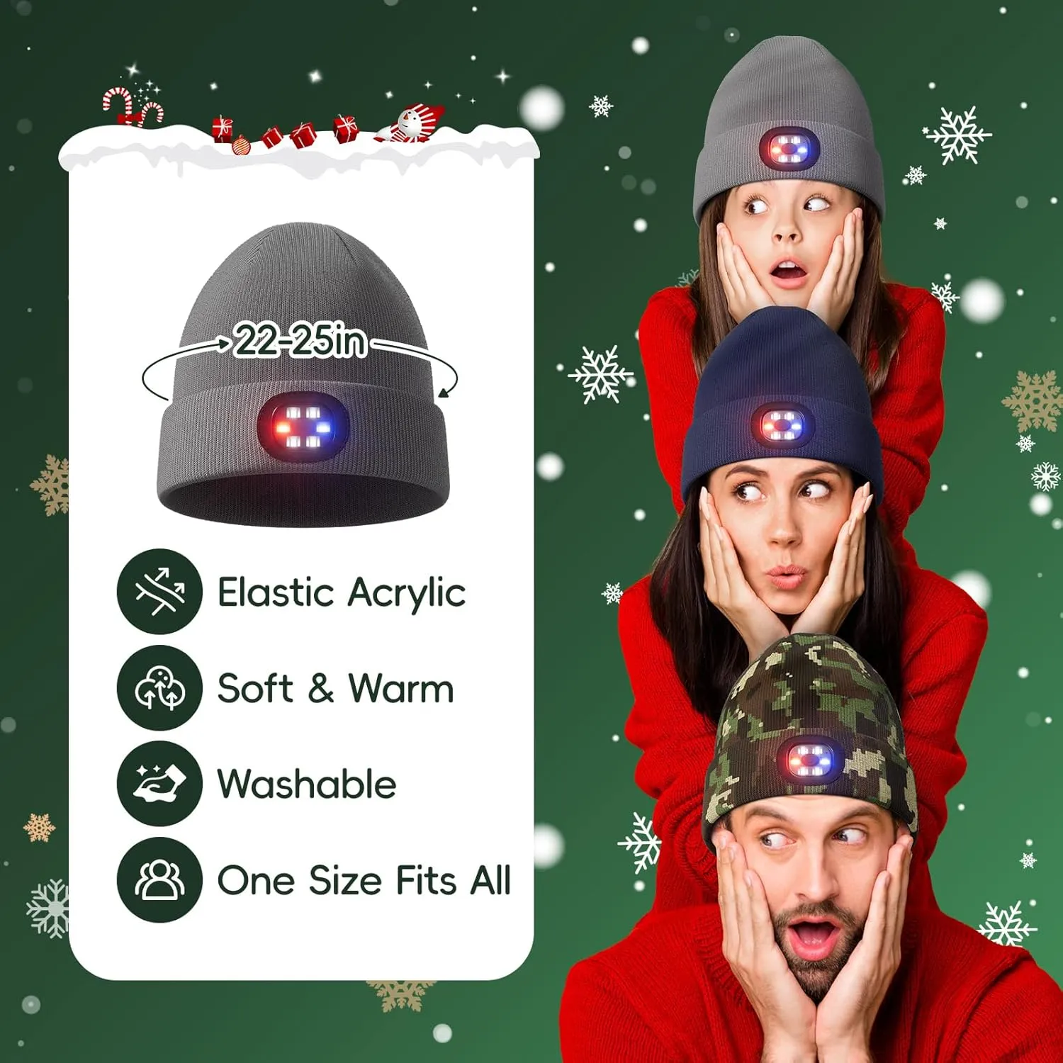 Unisex Beanie with The Light, Gifts for Men Women Husband Him