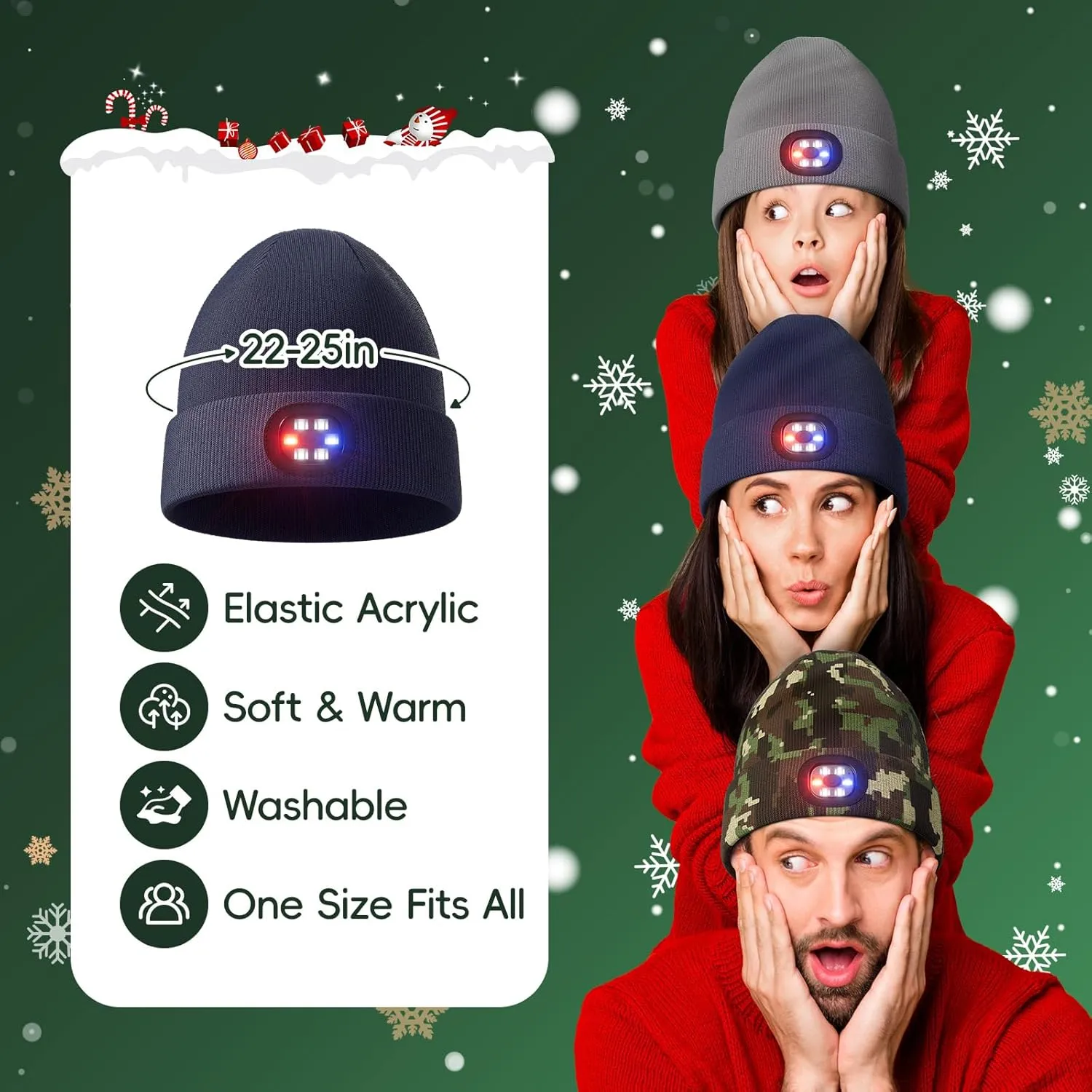 Unisex Beanie with The Light, Gifts for Men Women Husband Him
