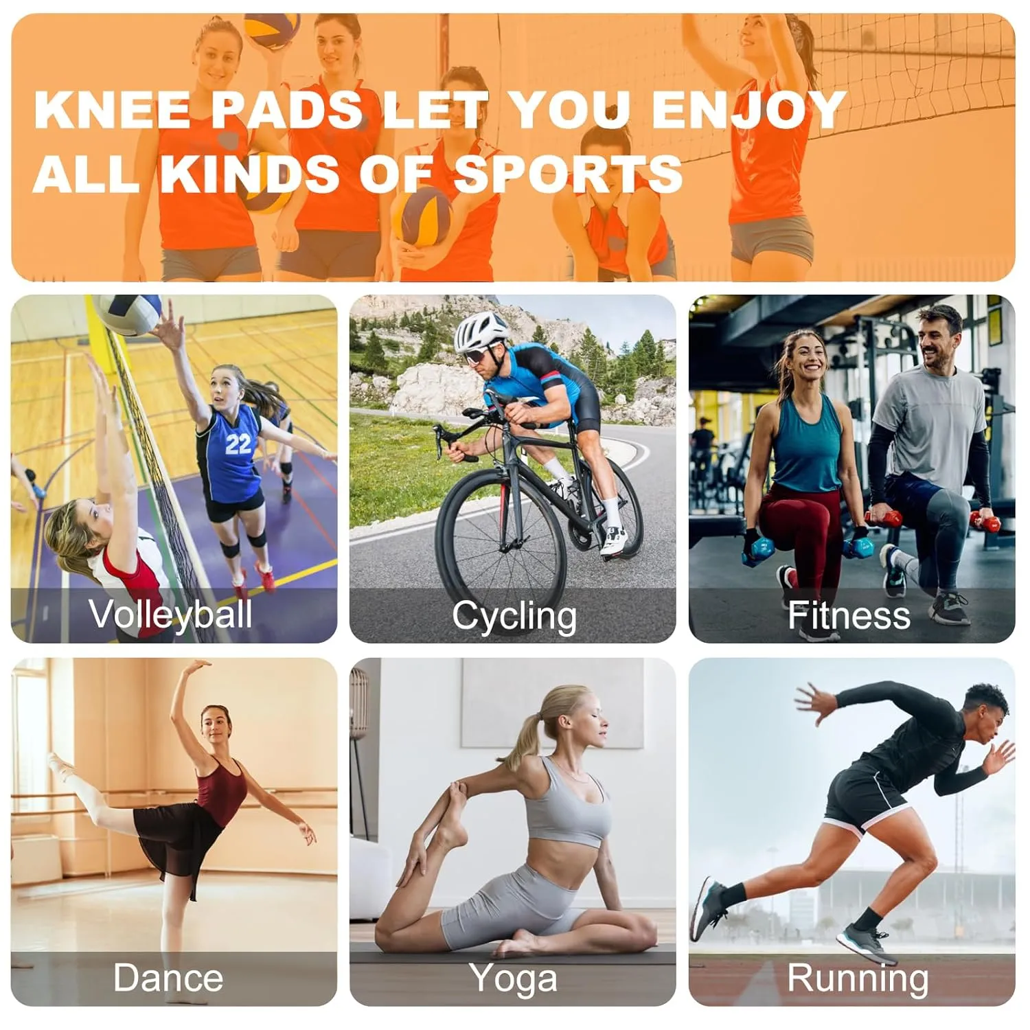 Volleyball Knee Pads for Dancers, Soft Breathable Knee Pads for Girls Women Men Youth Kids Knees Protective, Knee Brace for Volleyball Football Danceing Yoga Tennis Running Cycling Fitness