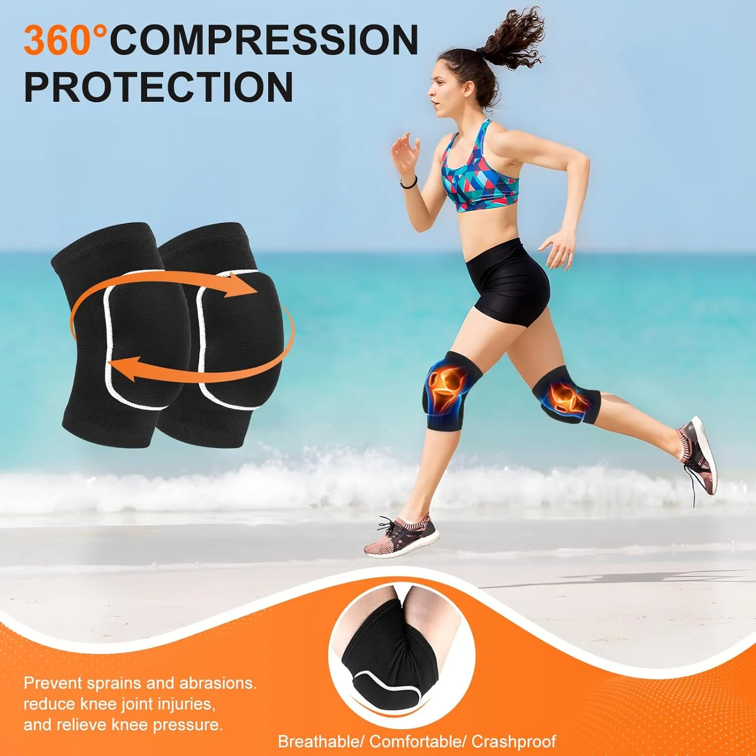 Volleyball Knee Pads for Dancers, Soft Breathable Knee Pads for Girls Women Men Youth Kids Knees Protective, Knee Brace for Volleyball Football Danceing Yoga Tennis Running Cycling Fitness