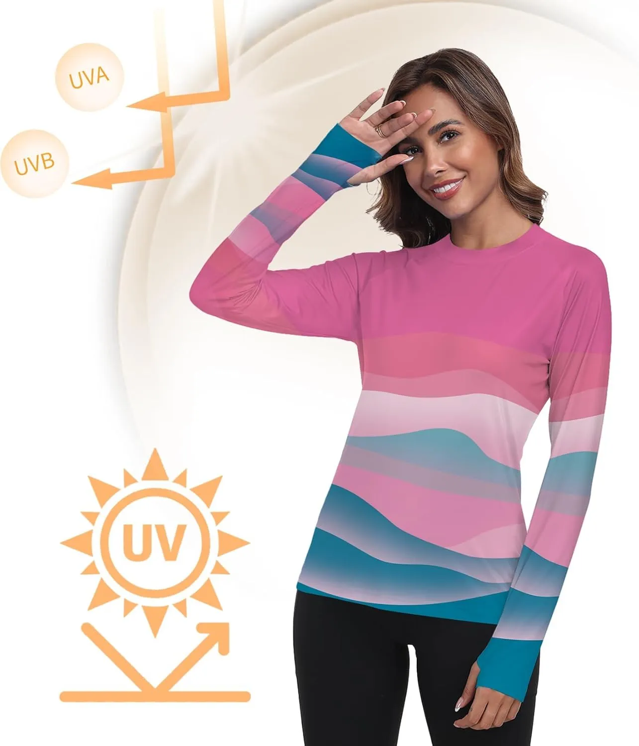 Womens Rash Guard Long Sleeve UPF 50  UV Sun Protection Swim Shirts SPF Quick Dry Lightweight Hiking Workout Tops