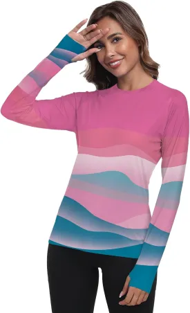 Womens Rash Guard Long Sleeve UPF 50  UV Sun Protection Swim Shirts SPF Quick Dry Lightweight Hiking Workout Tops