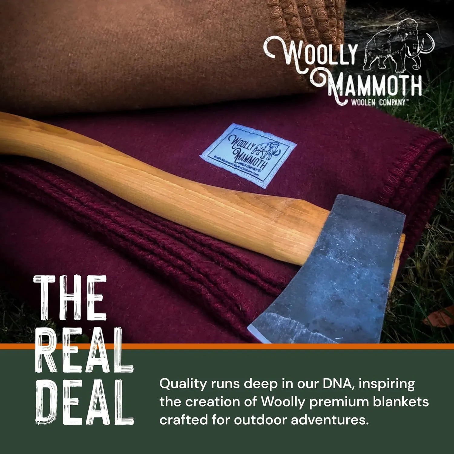 Woolly Mammoth Merino Wool Blanket - Large 66" x 90", 4LBS Camp Blanket | Cabin Throw, Cold Weather, Emergency, Camping Gear, Hiking, Survival, Army, Outside, Outdoors, Twin Size, Burgundy Color