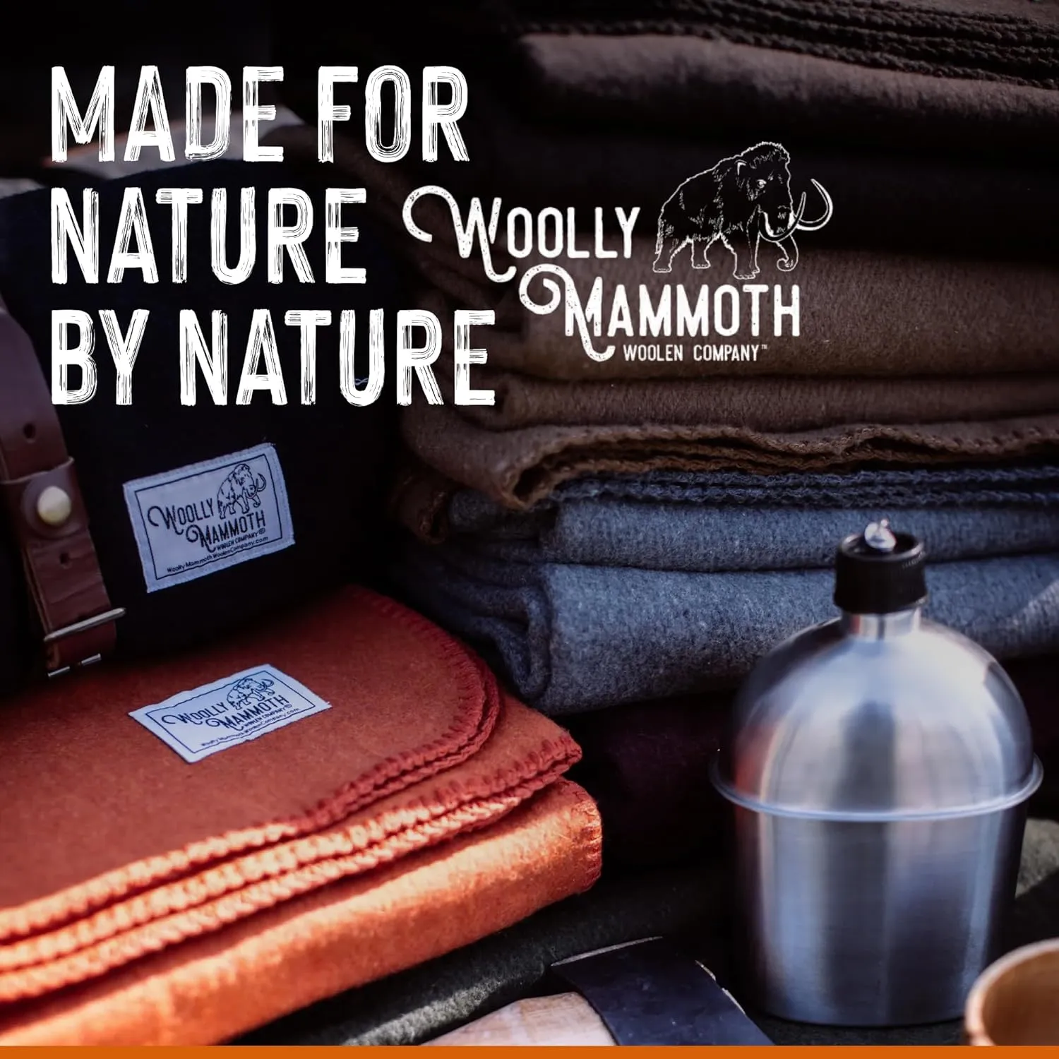 Woolly Mammoth Merino Wool Blanket - Large 66" x 90", 4LBS Camp Blanket | Cabin Throw, Cold Weather, Emergency, Camping Gear, Hiking, Survival, Army, Outside, Outdoors, Twin Size, Burgundy Color