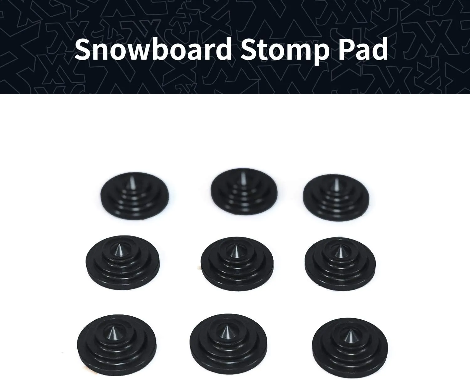 XCMAN 4 Layer-Cone Studs Dia 7.87 Inch Aluminum Snowboard Stomp Pad - 9pcs