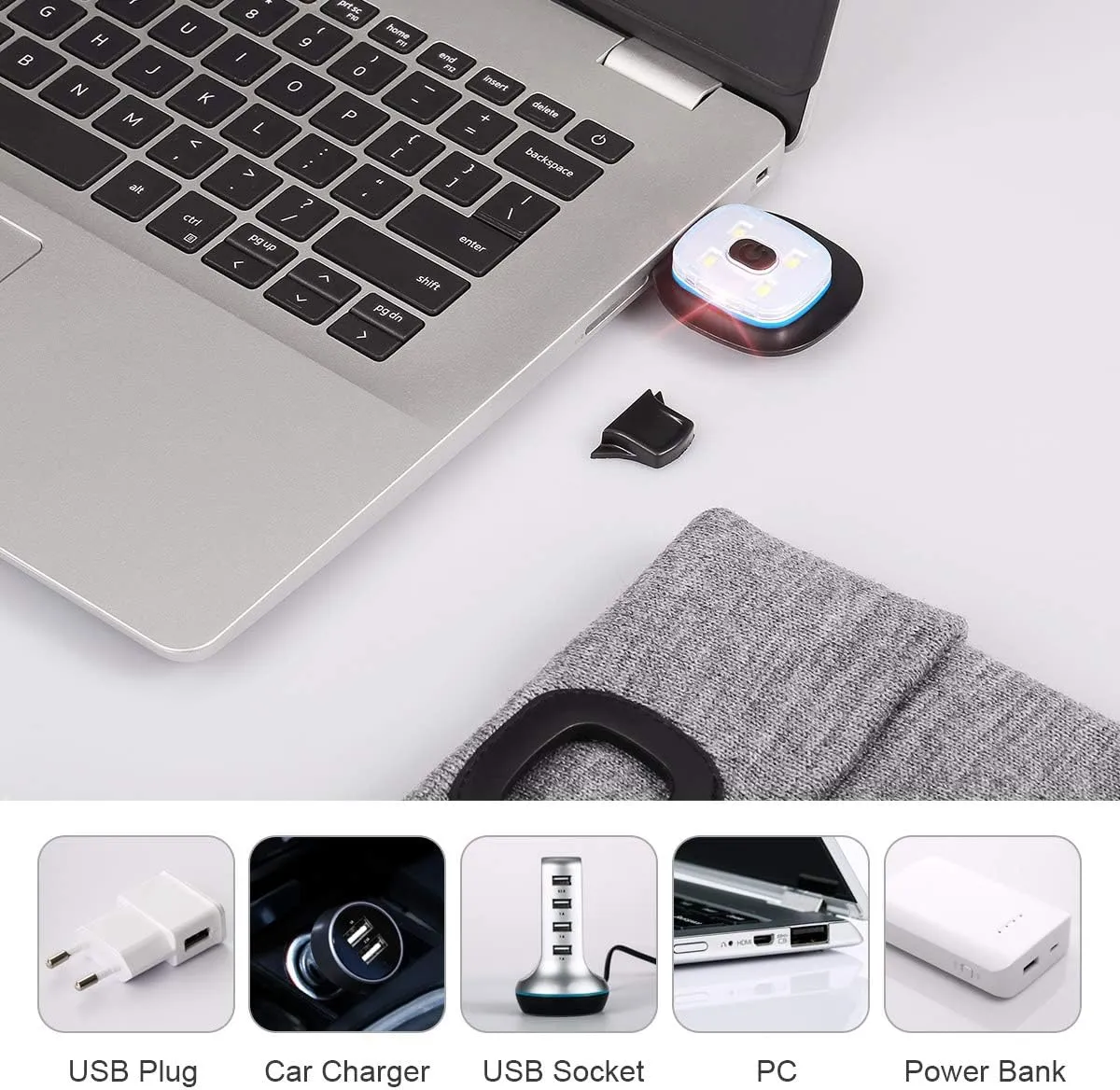 YunTuo LED Beanie with The Light, Unisex USB Rechargeable Headlamp Winter Knitted Cap Gifts for Men Dad Husband Him