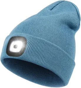 YunTuo LED Beanie with The Light, Unisex USB Rechargeable Headlamp Winter Knitted Cap Gifts for Men Dad Husband Him