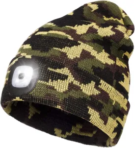 YunTuo LED Beanie with The Light, Unisex USB Rechargeable Headlamp Winter Knitted Cap Gifts for Men Dad Husband Him