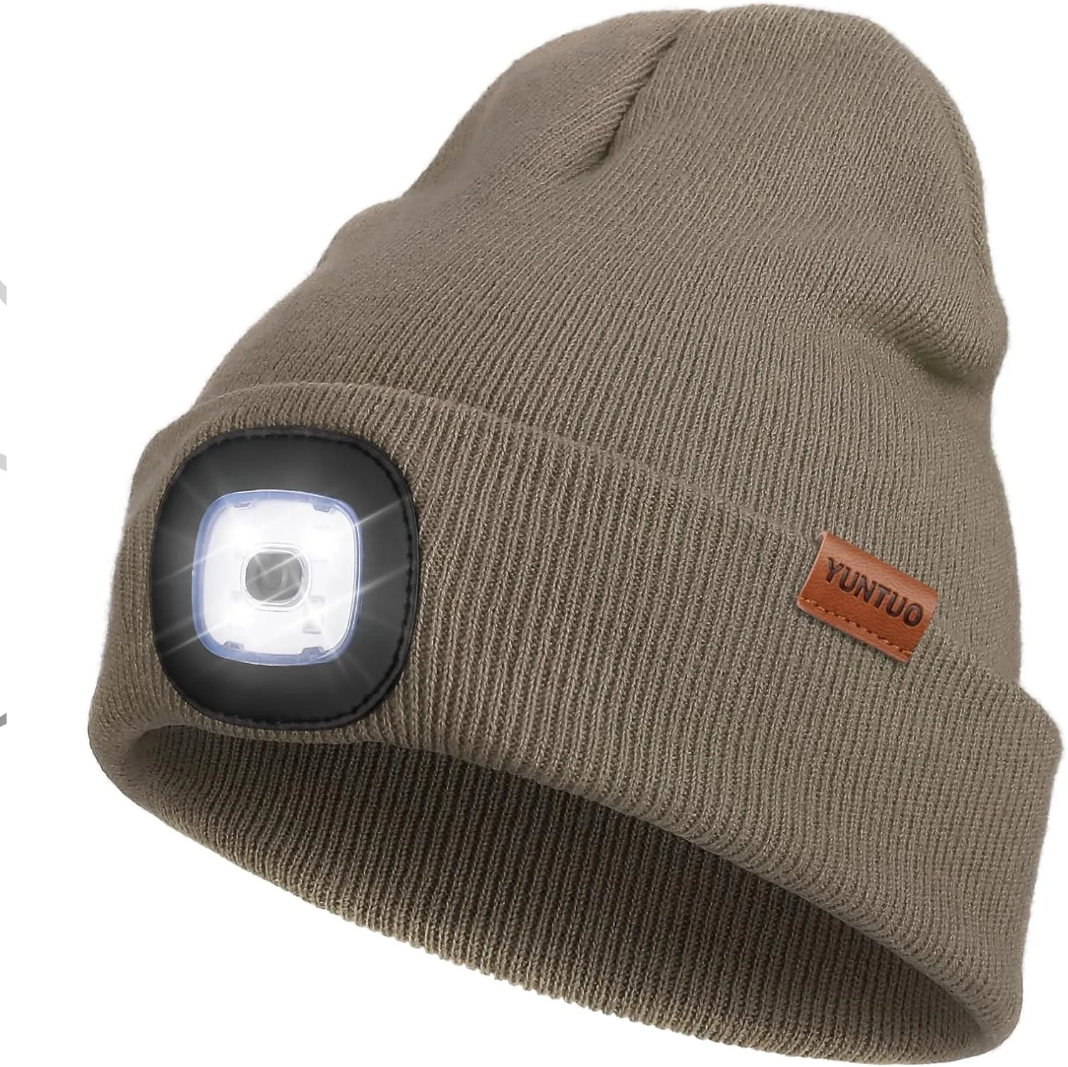 YunTuo LED Beanie with The Light, Unisex USB Rechargeable Headlamp Winter Knitted Cap Gifts for Men Dad Husband Him