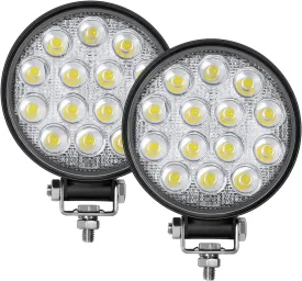 Zmoon Led Round Light Bar 2PCS 4.5" 28W 2800LM Flood Light Pod Off Road Fog Driving Roof Bar Bumper for SUV Truck, Hunters